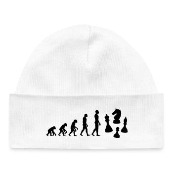 EVOLUTION: BORN TO CHESS! SCHACH FANS & PASSION - Baby Organic Mütze - Weiß - Vorne
