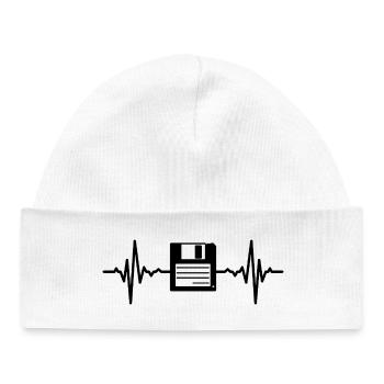 Ligne cardiaque de disquette - Bonnet bébé bio - blanc - Devant