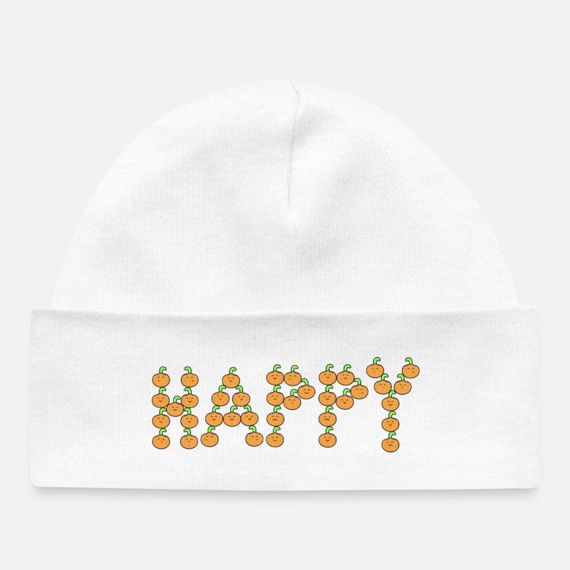 Des citrouilles heureuses - Bonnet bébé bio - blanc