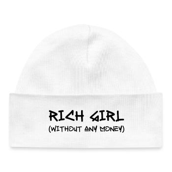 Fille riche – sans argent, mais avec de l’attitude - Bonnet bébé bio - blanc - Devant