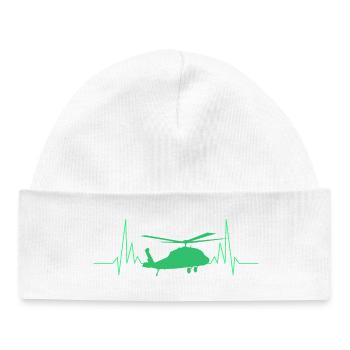 Helicopter Heartbeat ECG - Baby Organic Beanie - white - Front