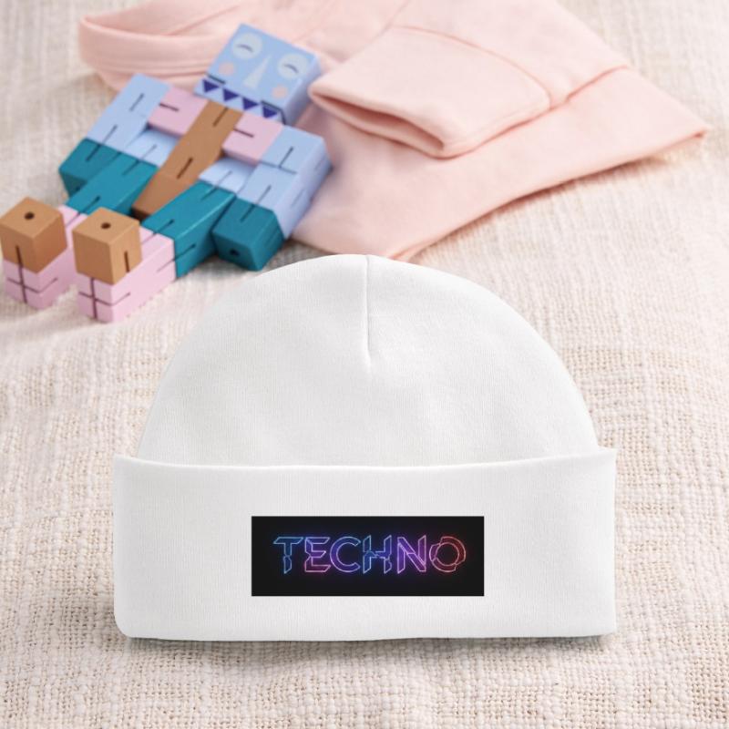 Texte de bug techno néon Bonnet bébé bio