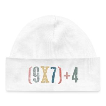 67 - Soixante-sept Numéro 67 Mème Six Sept Math Int - Bonnet bébé bio - blanc - Devant