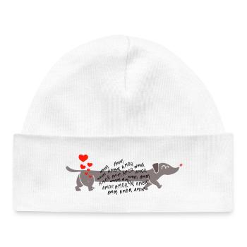 Dackel love Liebe  - Baby Organic Mütze - Weiß - Vorne