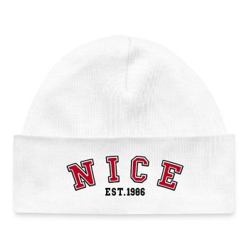 Nice Fondé en 1986 - Bonnet bébé bio - blanc - Devant