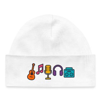 Musique Passion Ondes sonores Cadeau de design - Bonnet bébé bio - blanc - Devant