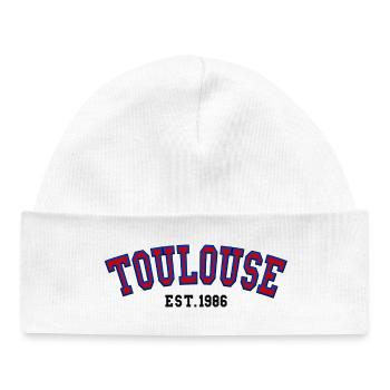Toulouse fondée en 1986 - Bonnet bébé bio - blanc - Devant