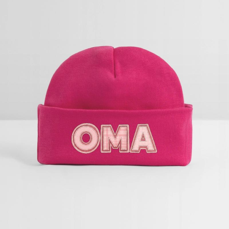 Oma Retro Schriftzug Geschenk Idee Patchwork Baby Organic Mütze
