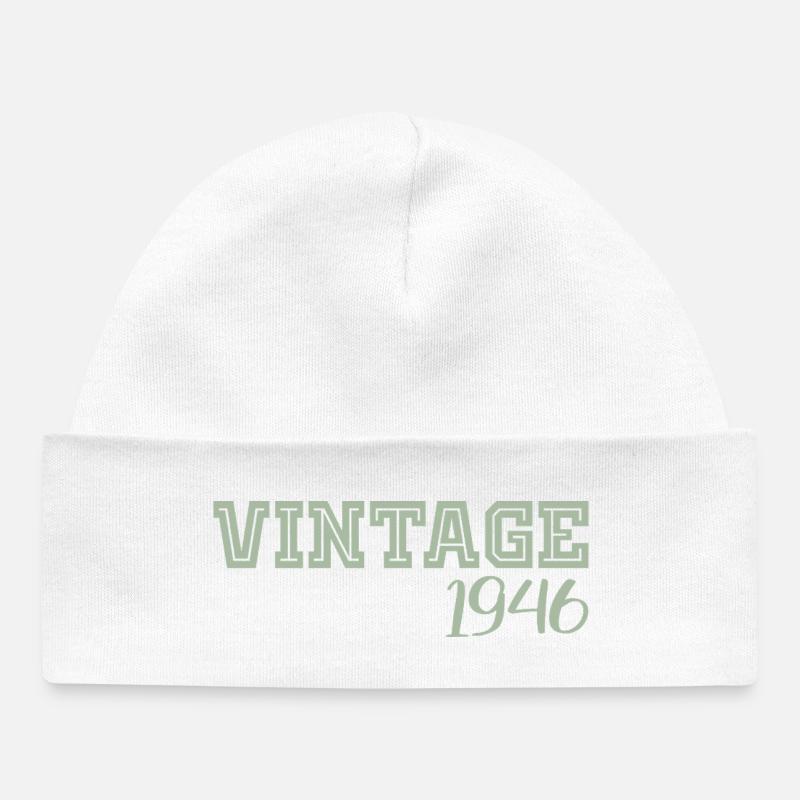 80 ans 1946 Vintage Retro Cadeau Anniversaire - Bonnet bébé bio - blanc