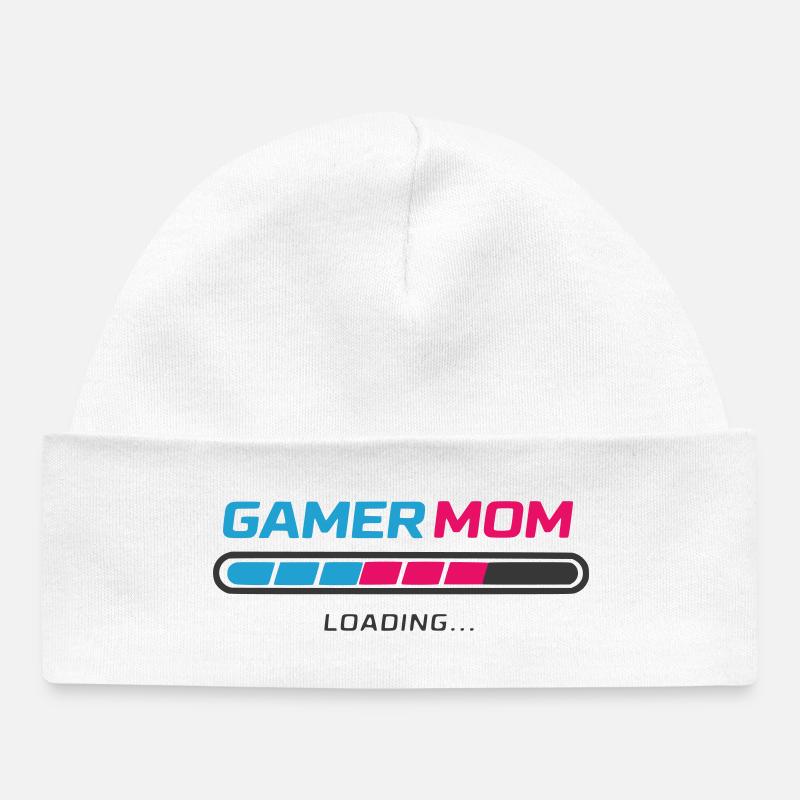 Gamer Mom Loading Bar - Baby Organic Beanie - white