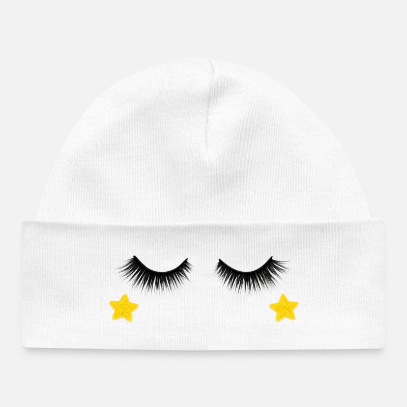Eyelash Design - Baby Organic Beanie - white