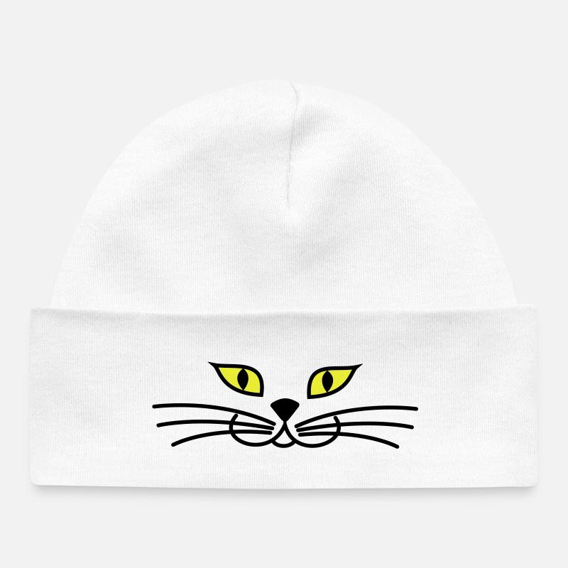kitteh_face_green_eyes - Bonnet bébé bio - blanc