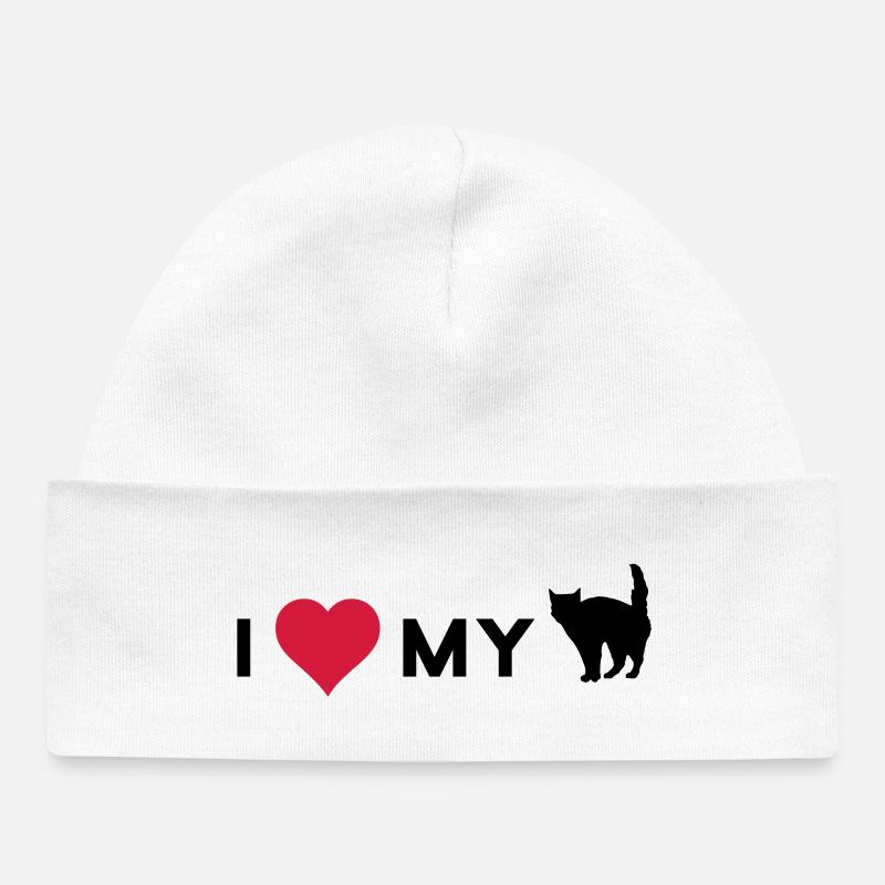 i love my cat - Bonnet bébé bio - blanc