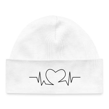 Rythme cardiaque - Bonnet bébé bio - blanc - Devant