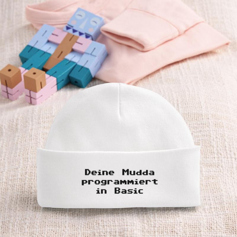 Deine Mudda programmiert in Basic Baby Organic Mütze