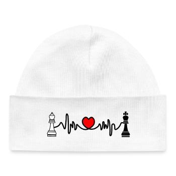 Échecs cardio roi noir et reine blanc - Bonnet bébé bio - blanc - Devant