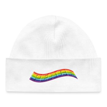 PEACE Claim in Rainbow - Baby Organic Beanie - white - Front