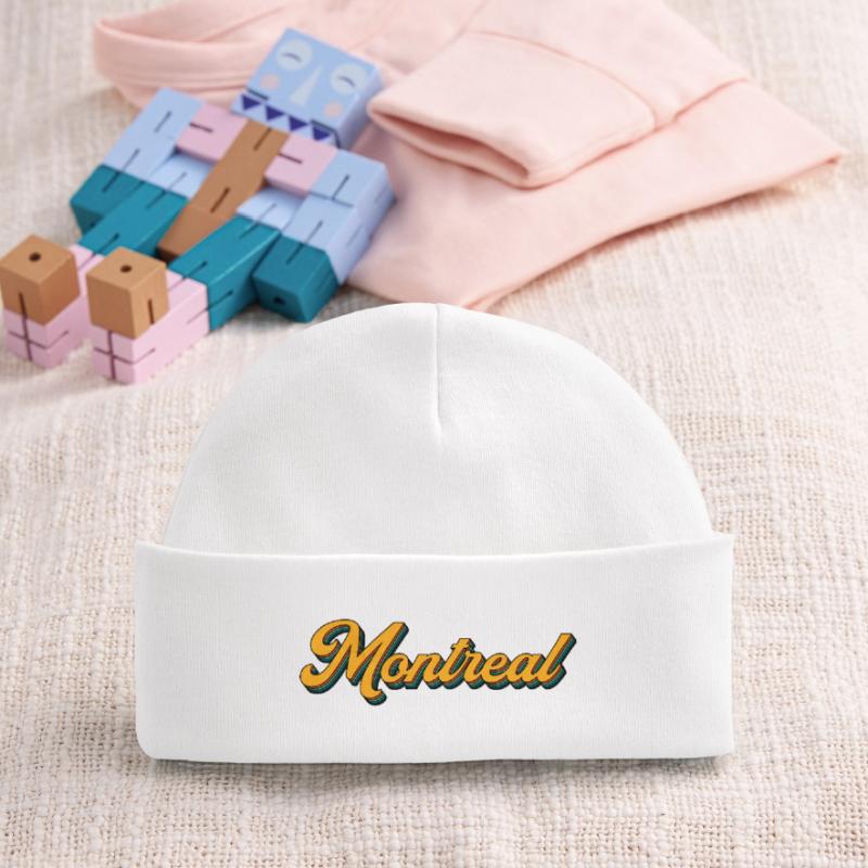 Montréal Retro Script Multicolore Shadow Bonnet bébé bio