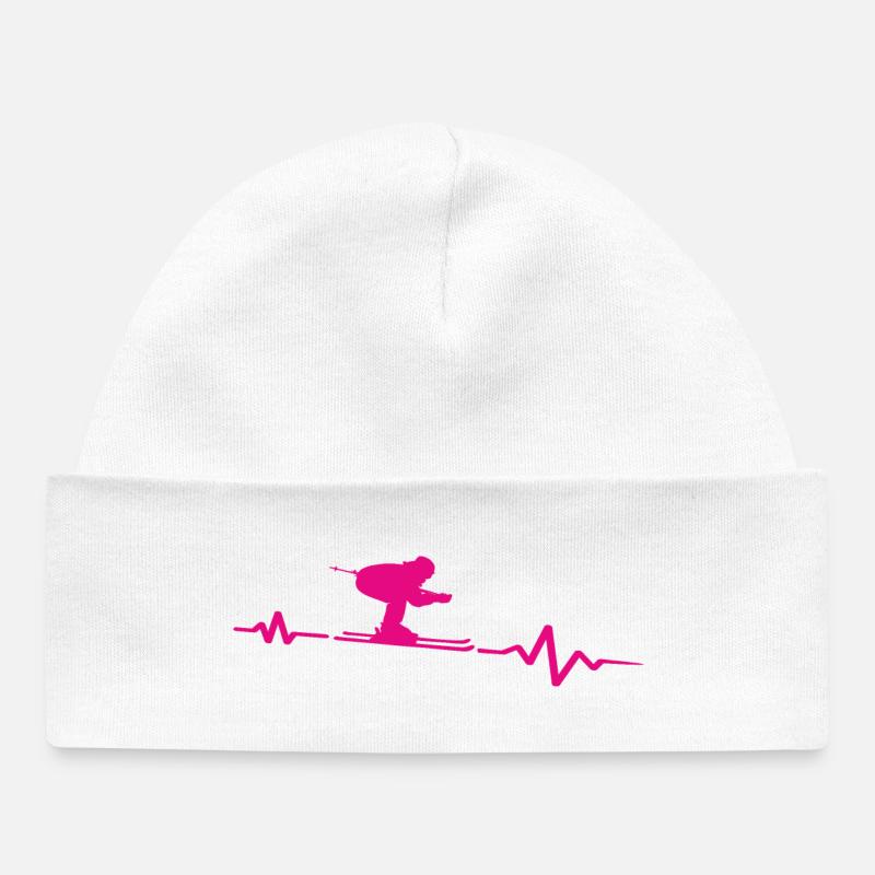 Rythme cardiaque Skier Passion Cardiogramme - Bonnet bébé bio - blanc
