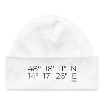 Coordonnées Linz, Autriche - Bonnet bébé bio - blanc - Devant