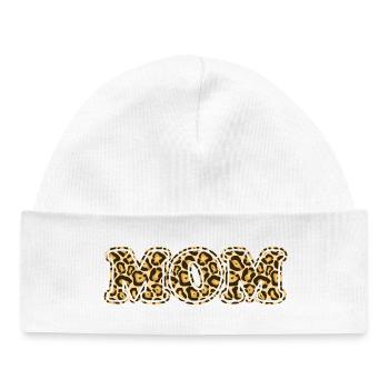 MOM Leopard Print Muster - Baby Organic Mütze - Weiß - Vorne