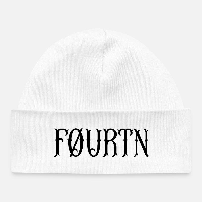 FØURTN Horizontal Logo – Minimal Streetwear - Bonnet bébé bio - blanc