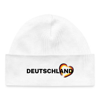 Allemagne – Coeur en or rouge noir - Bonnet bébé bio - blanc - Devant
