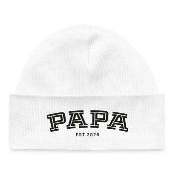 Papa Est. 2026 - Baby Organic Beanie - white - Front