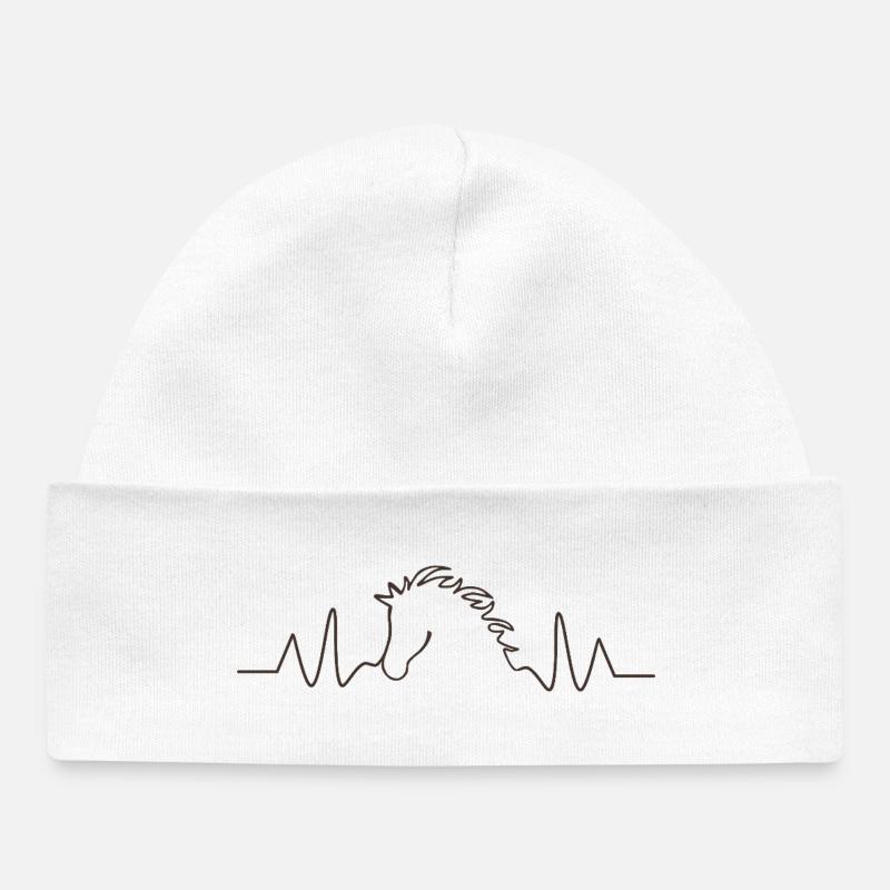 Ligne ECG Cheval Battement de Cœur Équitation - Bonnet bébé bio - blanc