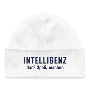 L’intelligence peut être amusante Conception d’affirmations - Bonnet bébé bio - blanc - Devant