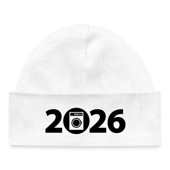 Machine à laver 2026, lessive 2026 - Bonnet bébé bio - blanc - Devant