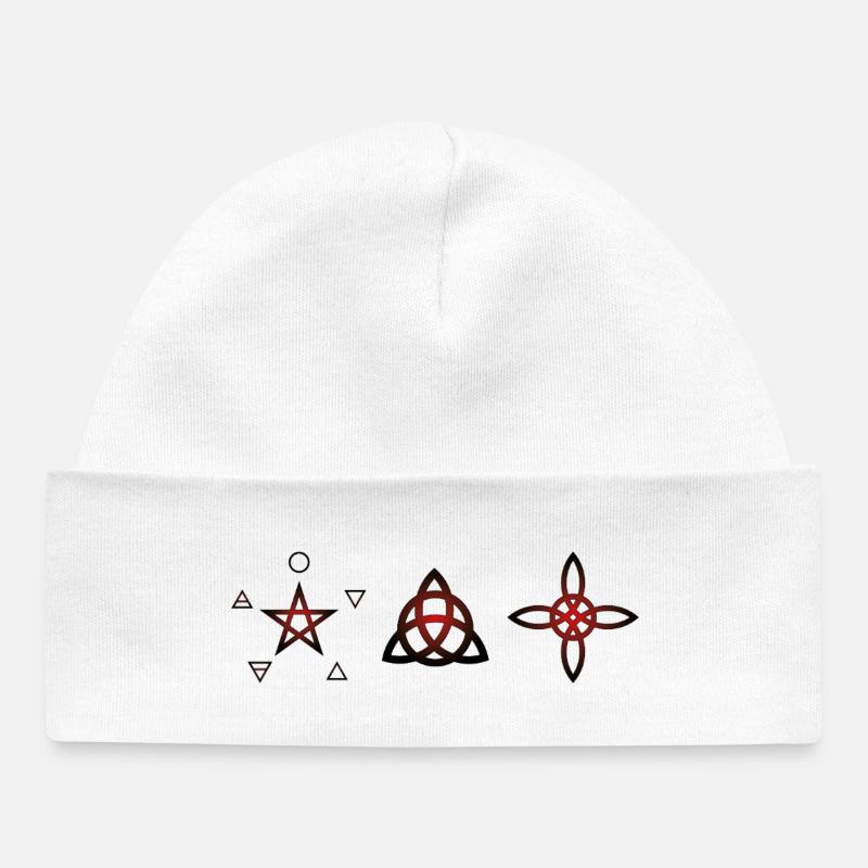 Symboles wiccanes - Art mystique - Bonnet bébé bio - blanc