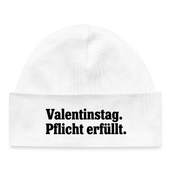 Valentine's Day duty fulfilled – Anti Valentine's Day - Baby Organic Beanie - white - Front