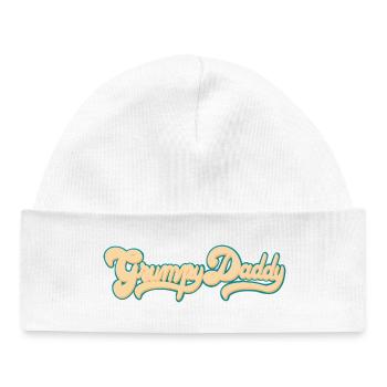 Script rétro de Grumpy Daddy - Couleur « Groovy Baby » - Bonnet bébé bio - blanc - Devant