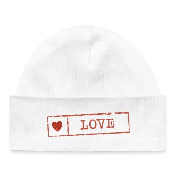 Rustic Heart Love Stamp - Baby Organic Beanie - white - Front