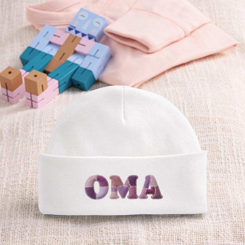 OMA Patchwork Stoff Design Geschenkidee Baby Organic Mütze