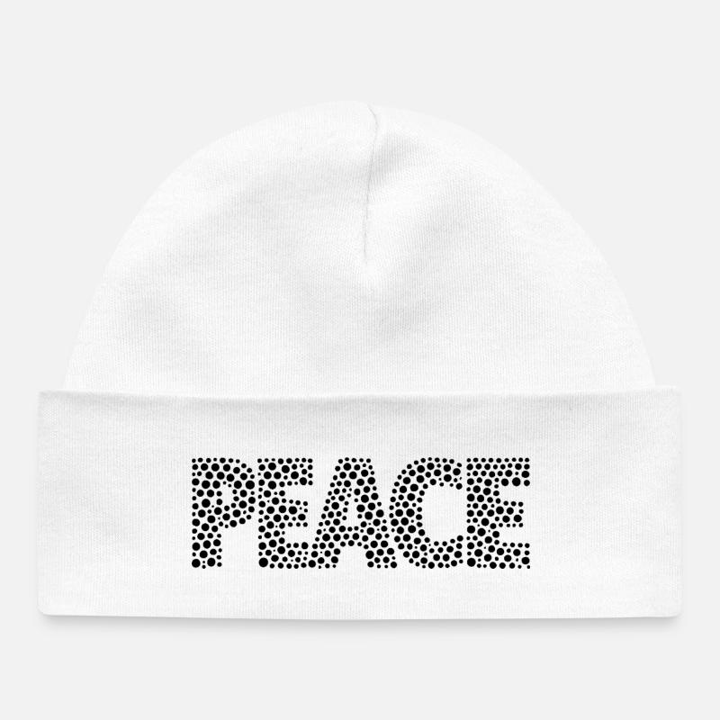 PEACE with points - Baby Organic Beanie - white