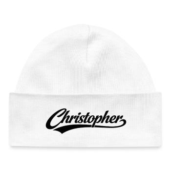 Christopher name first last family gifts - Baby Organic Beanie - white - Front