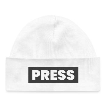 Conception de la presse en disant « PRESS » Journalistes d’information - Bonnet bébé bio - blanc - Devant