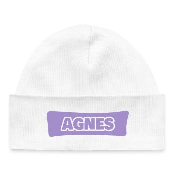 AGNES Typo-Lavender Lettering - Baby Organic Beanie - white - Front