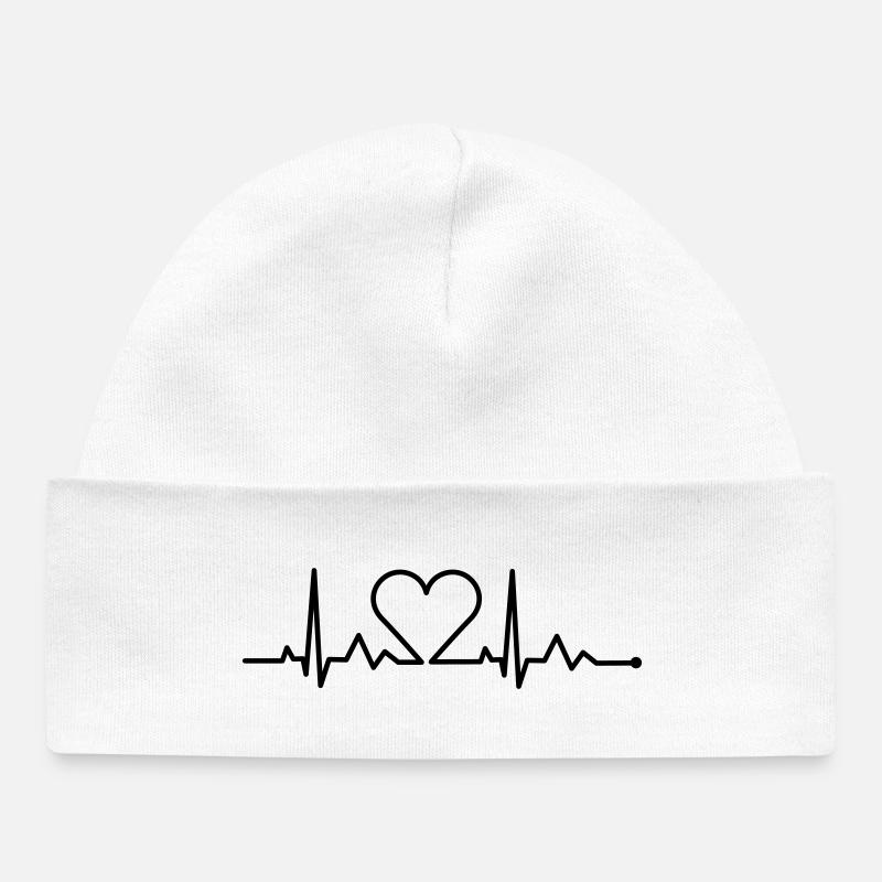rythme cardiaque - rythme cardiaque - Bonnet bébé bio - blanc