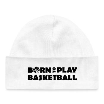 Born to play Basketball - Baby Organic Beanie - white - Front