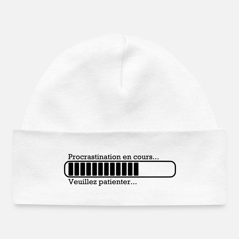 Procrastination en cours... - Bonnet bébé bio - blanc