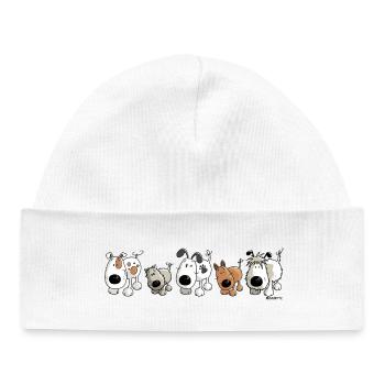 "Funny Dogs" - Dog - Doggy - Cartoon - Baby Organic Beanie - white - Front