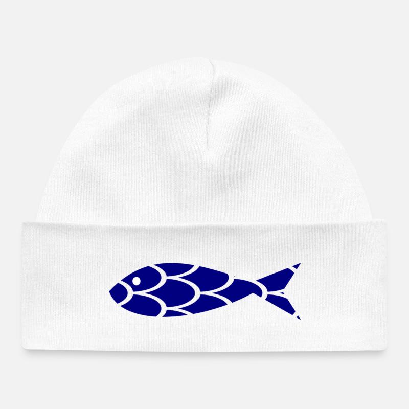 SARDINE. POISSON. POISSON D'AVRIL. MER. OCÉAN - Bonnet bébé bio - blanc