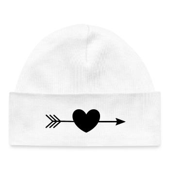 cœur noir cadeau - Bonnet bébé bio - blanc - Devant