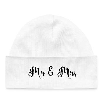Mr & Mrs schönes Hochzeitsdesign - Baby Organic Mütze - Weiß - Vorne