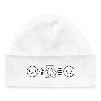 La vie est meilleure avec les chats - Bonnet bébé bio - blanc - Devant