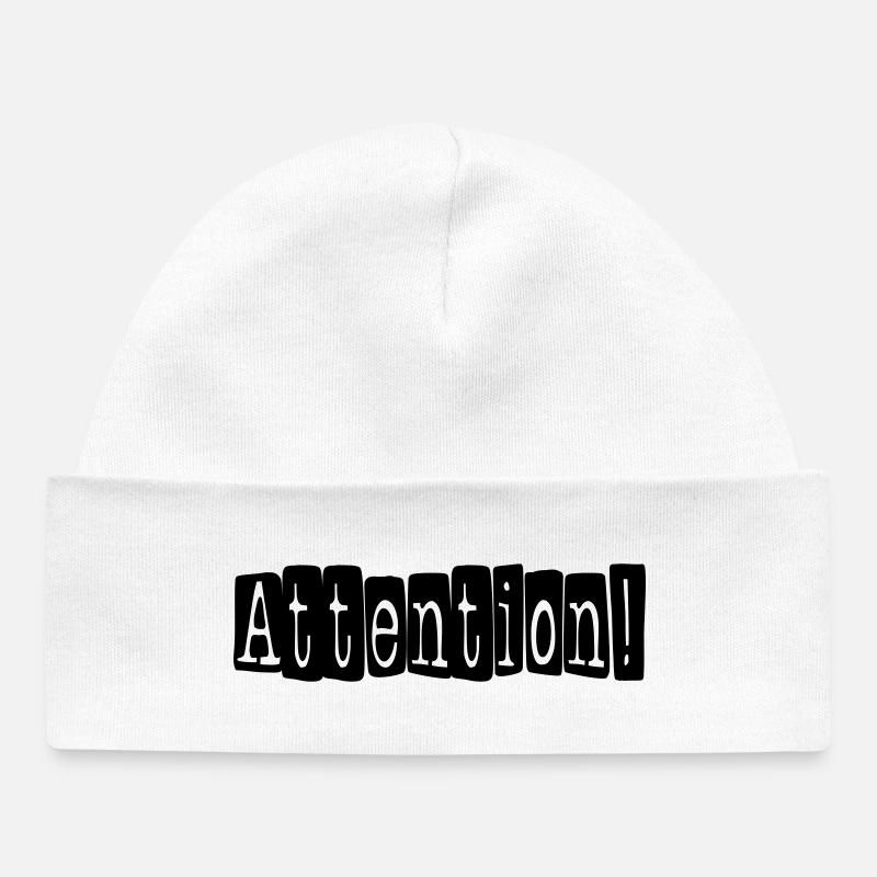 attention - Baby Organic Beanie - white