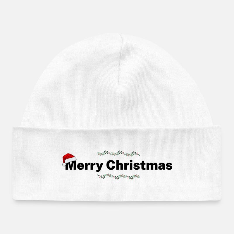 Joyeux Noël – Design festif - Bonnet bébé bio - blanc